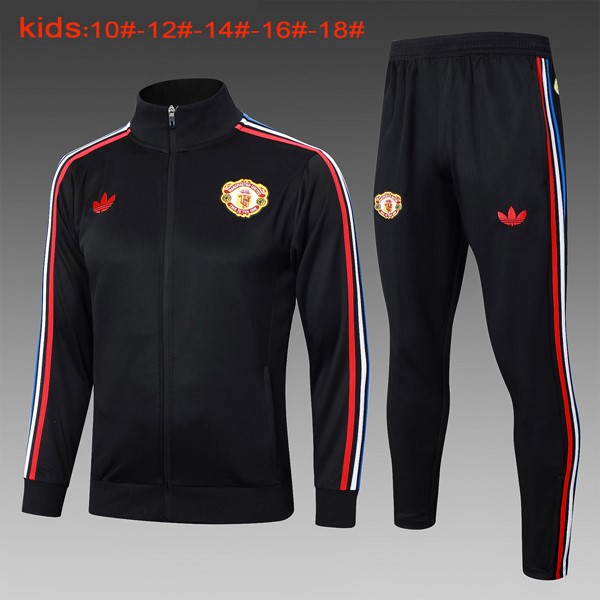 Niños Chandal Manchester United 2024-2025 Negro Rojo